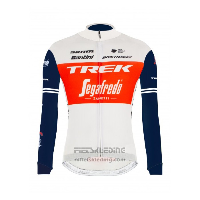 2021 Fietskleding Trek Segafredo Wit Diep Blauw Lange Mouwen en Koersbroek